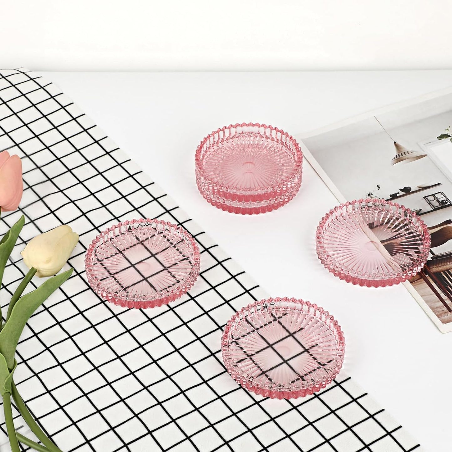 Modern Clear Coaster / Clear Pink / Set of 5