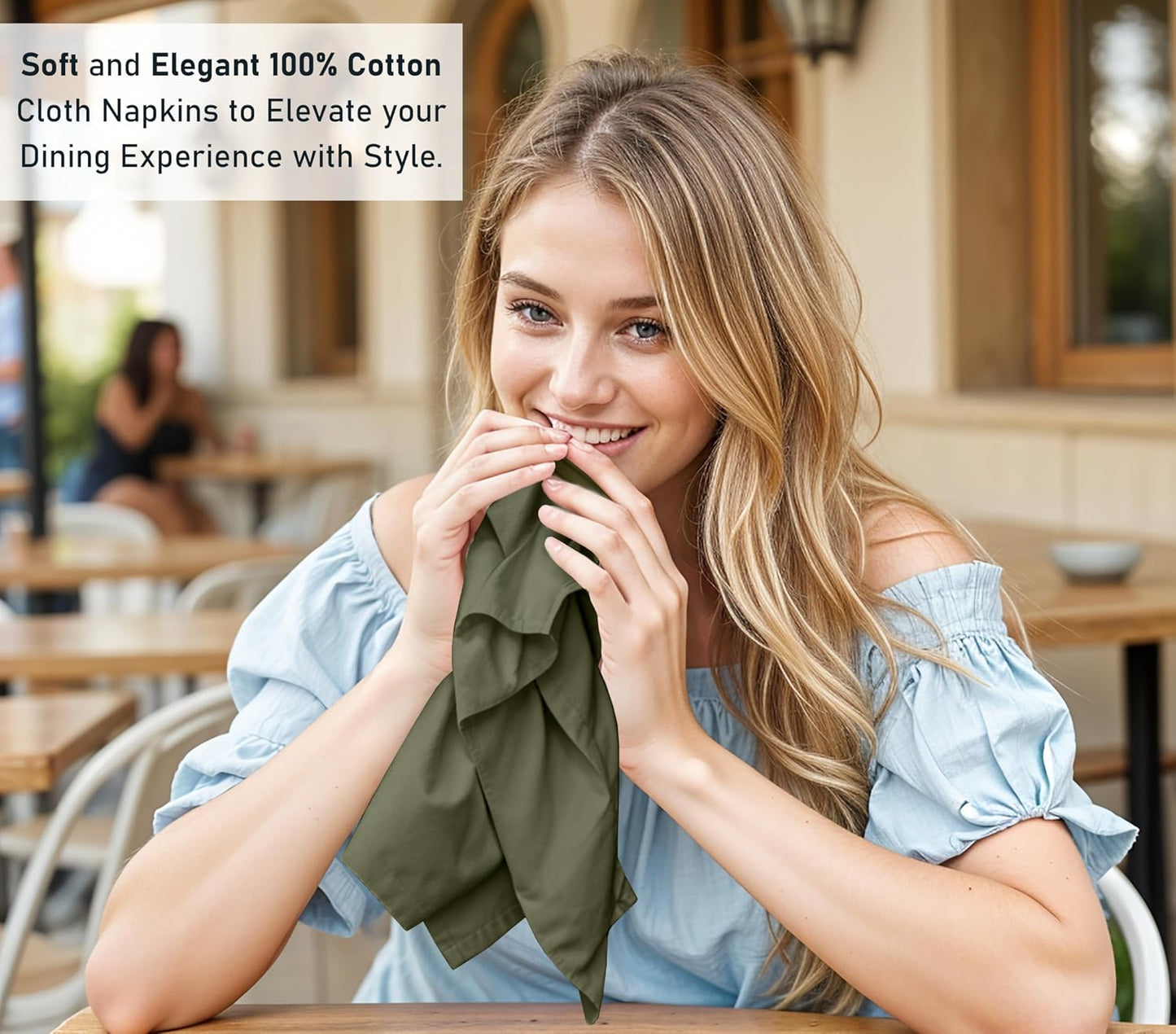 Ruvanti Cloth Napkins Set of 12, 100% Cotton 18”x18” - Capulet Olive | Washable, Soft, Durable & Absorbent Everyday