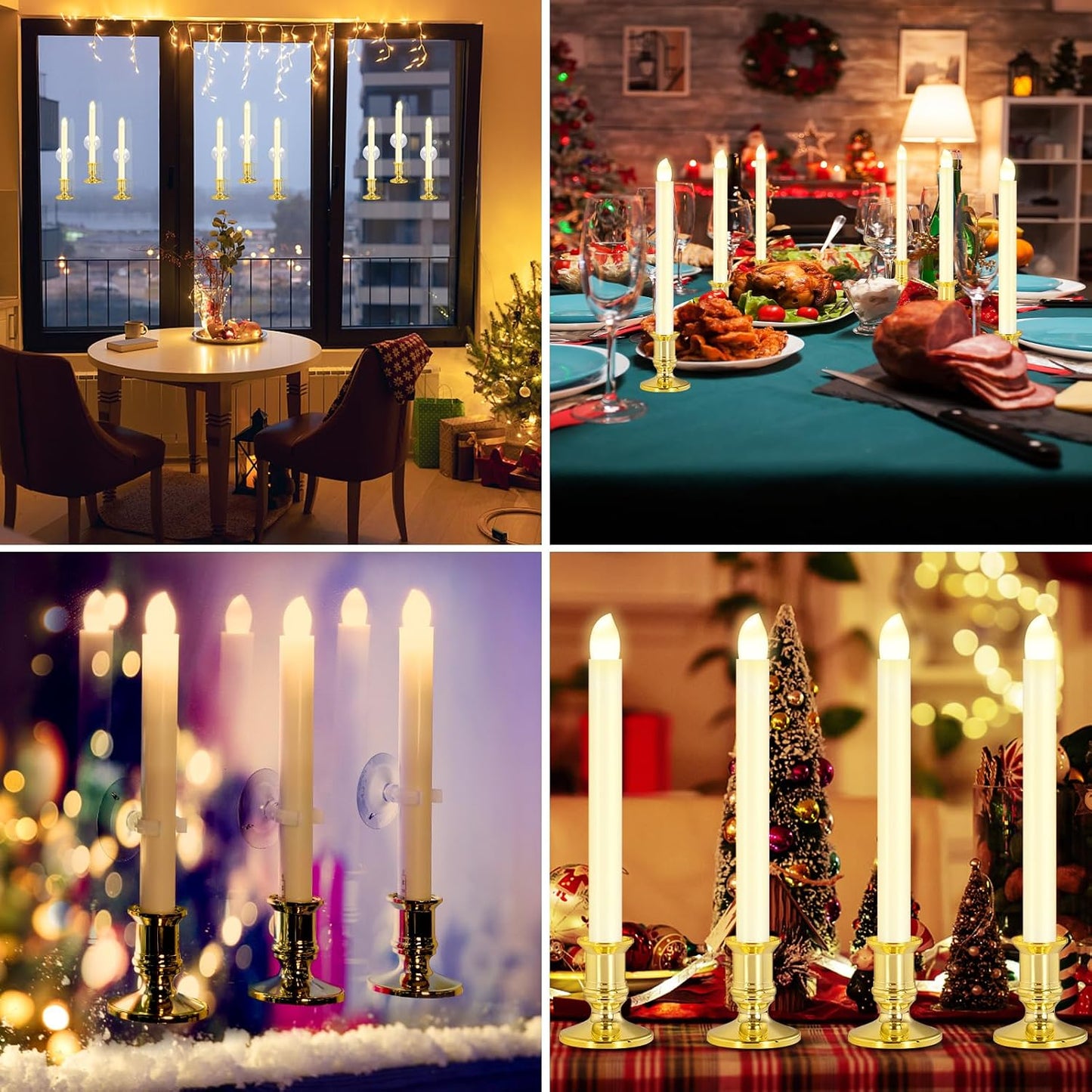 Verdenu 10 Pack Christmas Window Candles with 2 Remote Controls | Battery Operated Flameless Candles with 4 Timer