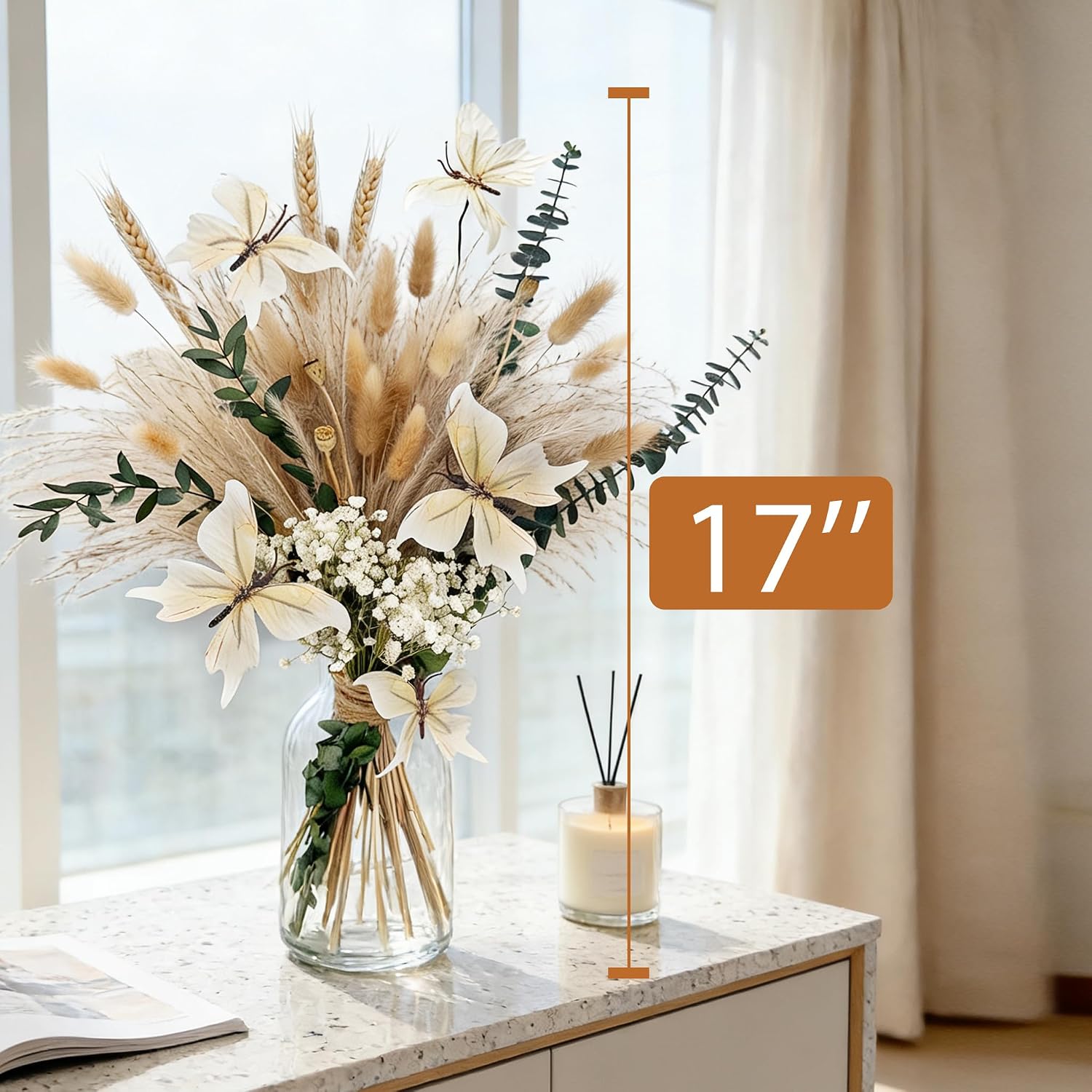 Pampas Grass Dried Flower Bouquet for Boho Home Decor / Natural