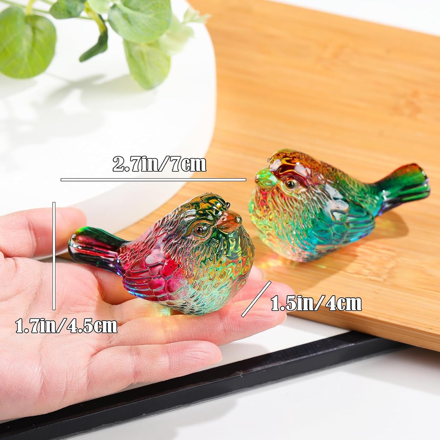Crystal Birds Gifts for Women Men Bird Lovers Glass Bird Handmade Animal / Multicolor / Set of 2