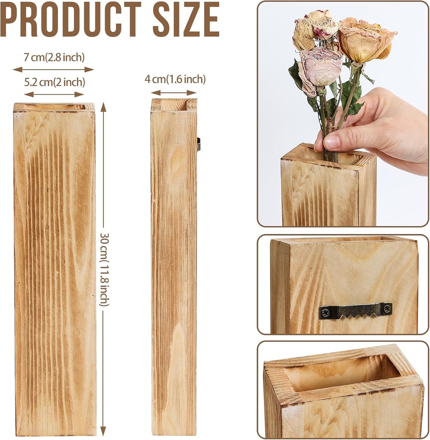 Wooden Wall Planter / Brown / 4 PC / Set of 4