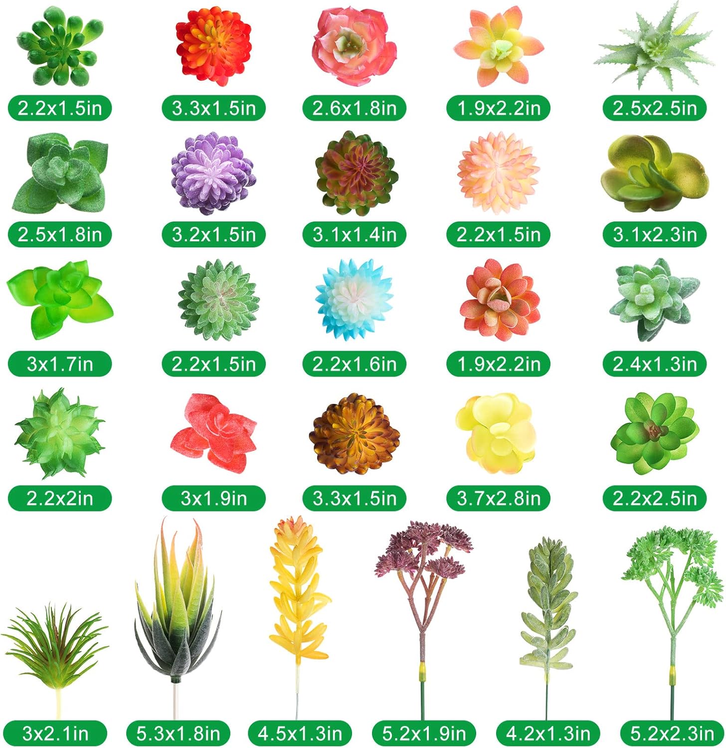 Bulk Mini Artificial Succulents Plants Assorted Unpotted Realistic Plants / Normal Style / Set of 50
