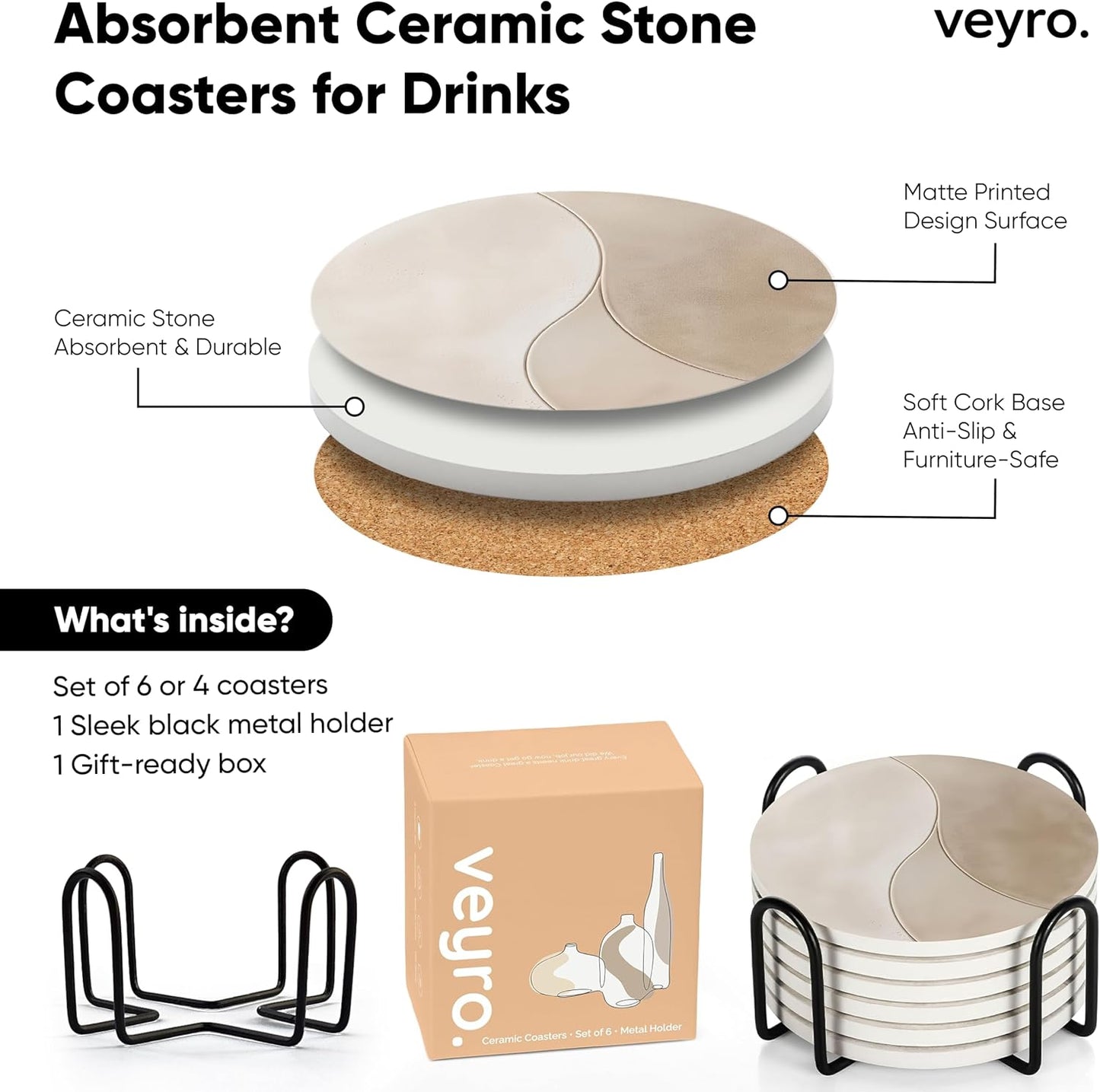 Holder / Modern Marble Look / Clay 1 / Set of 6