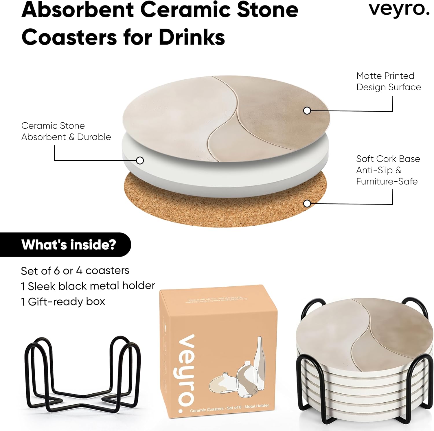 Holder / Modern Marble Look / Clay 1 / Set of 6
