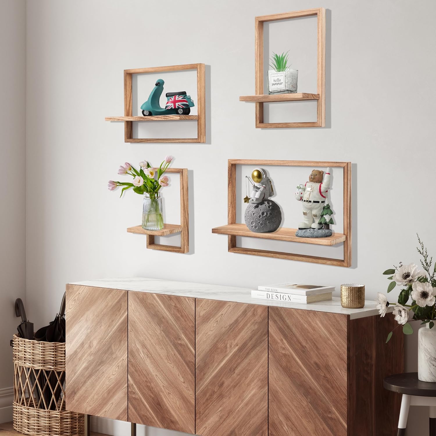 Square Floating Shelves / Carbonized Black / Set of 4