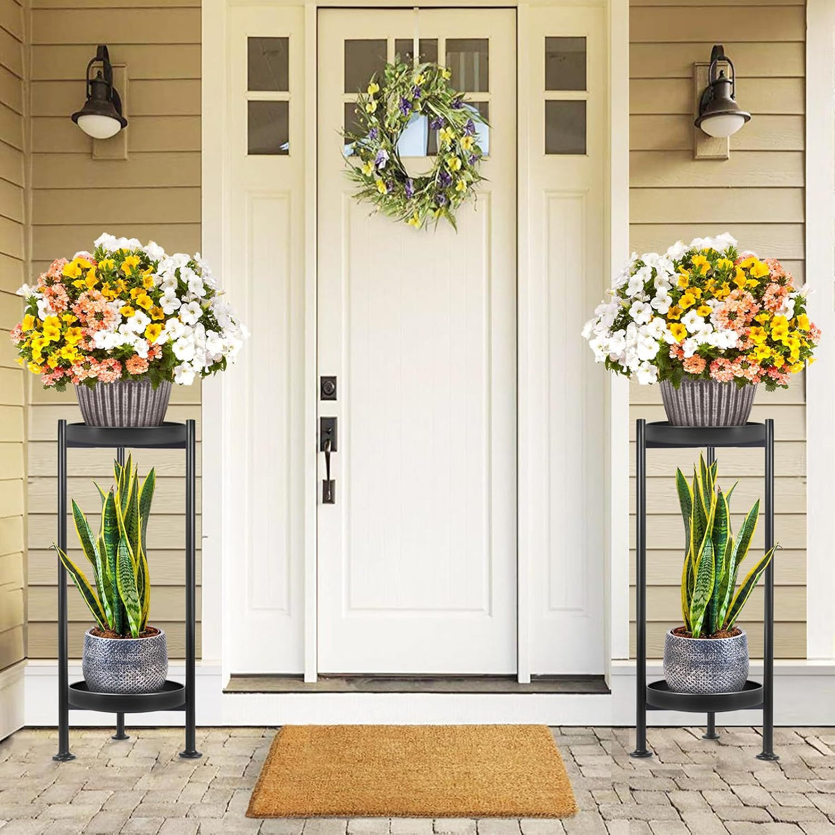 Lilybud--lily 2-Pack Plant Stand Indoor Outdoor, 2 Tier Iron Plant Stand, 30'' Tall Pedestal Stand Outdoor, Metal