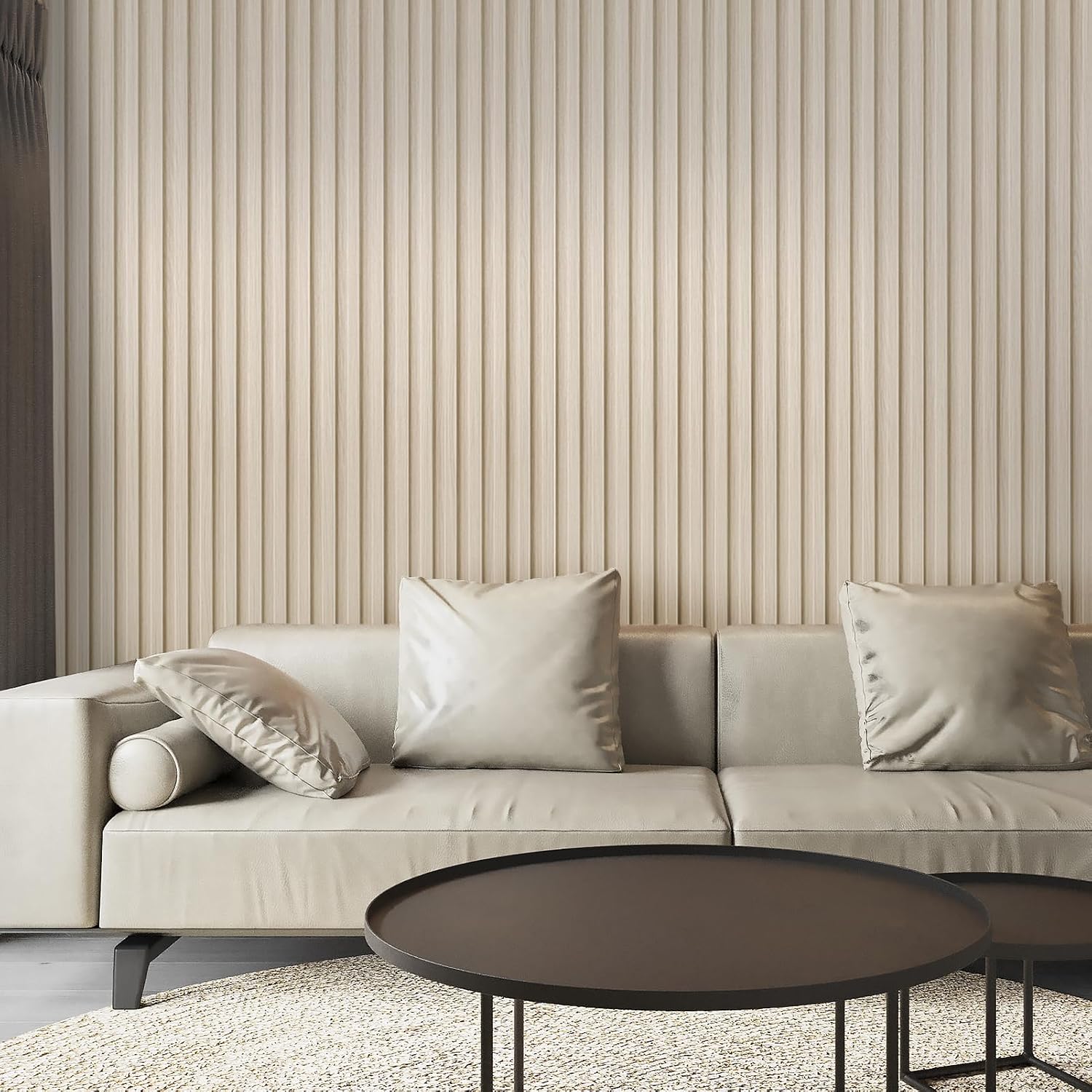 Art3d 96" x 6" WPC Slat Wall Paneling for Interior Decor, 8-Pack, White Ash | Fluted Design, Durable, Moisture