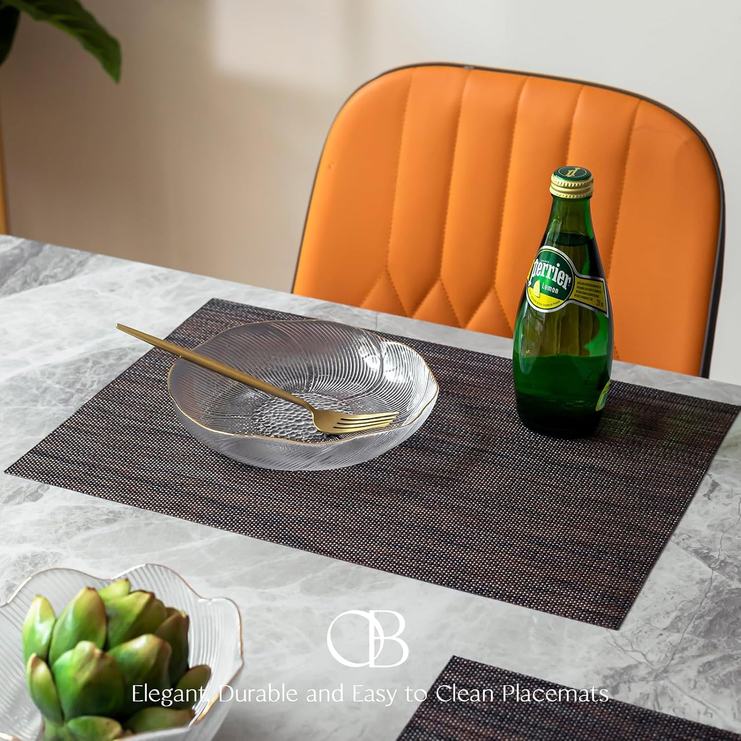 Placemats Set of 12 - Easy Clean Woven Vinyl Placemats for Dining Table, Indoor/Outdoor Place Mats, Washable PVC Table