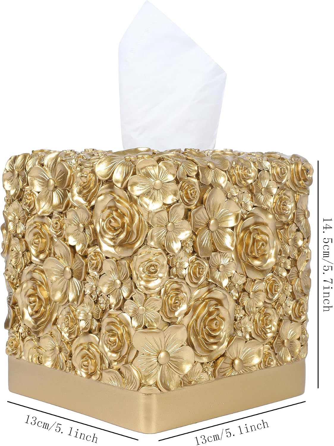 Modern Square Tissue Box Cover Holder / Petal Golden