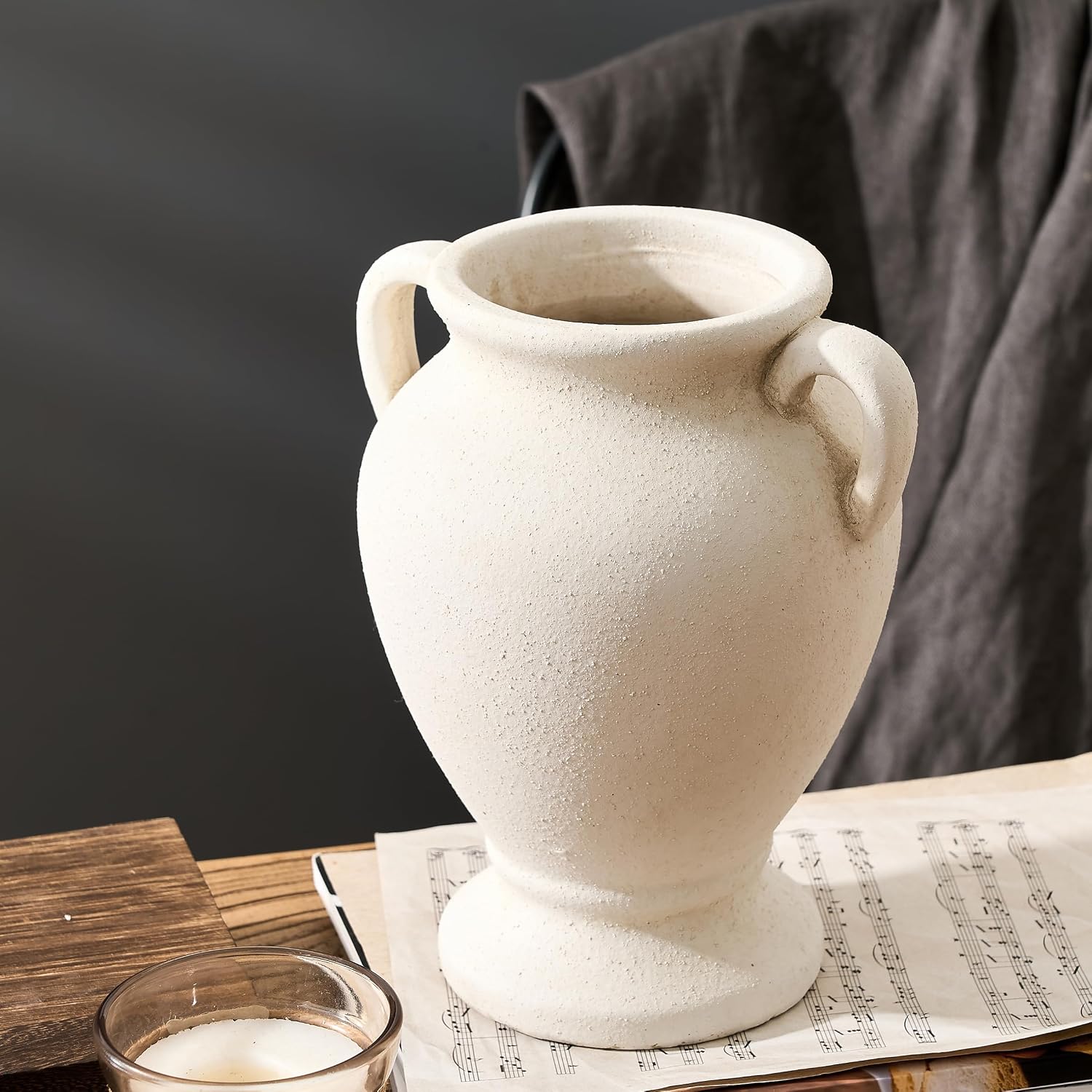 Farmhouse Terracotta Vase / White- 8.46 / 8.46 Inch