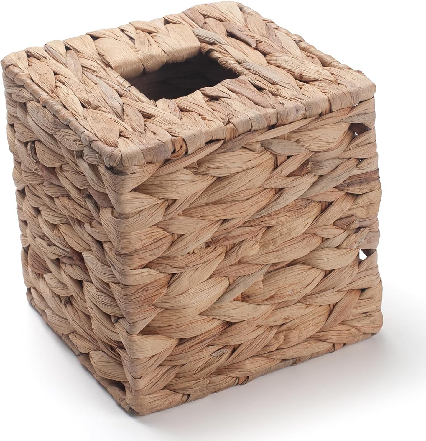 Water Hyacinth Tissue Box Cover Square Decorative Woven Tissue Box Holder / 5.9 x 5.9 x 5.9