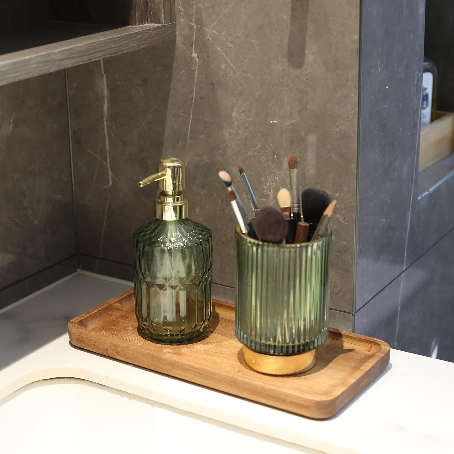 Wood Bathroom Tray for Organizing and Home Decor / 9.8 x 5.1 x 0.8
