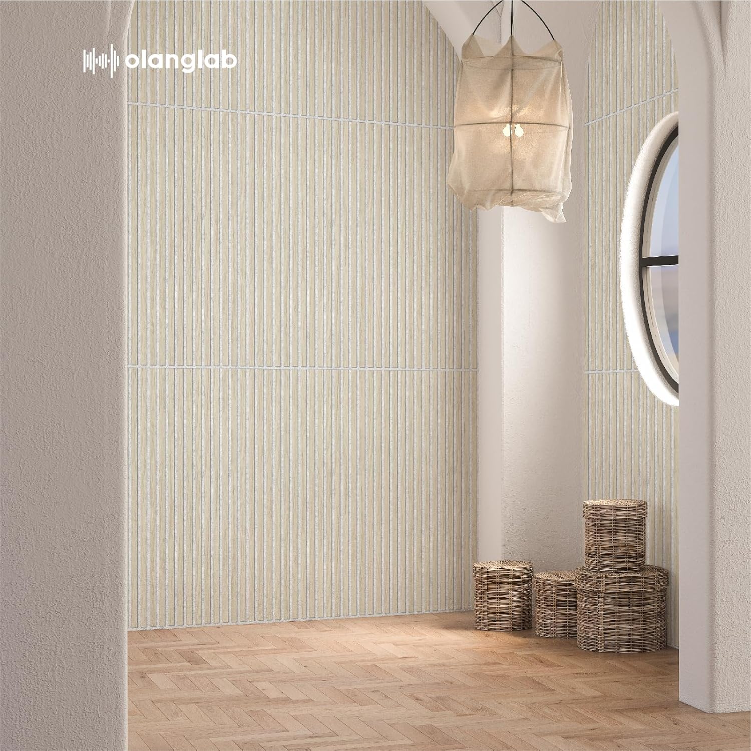 Olanglab Wood Slat Wall Panels 4 Pack, Acoustic Wall Panels, 47.24'' x 23.62" Each 3D Wall Panels for Interior Wall