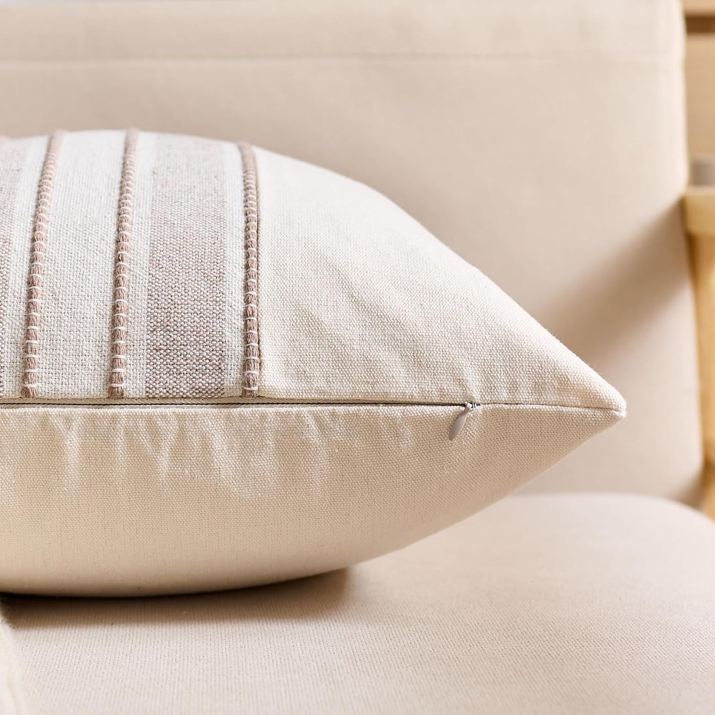 Boho Decorative Cushion Covers / 18 x 18 / Style 1- Beige / Set of 2