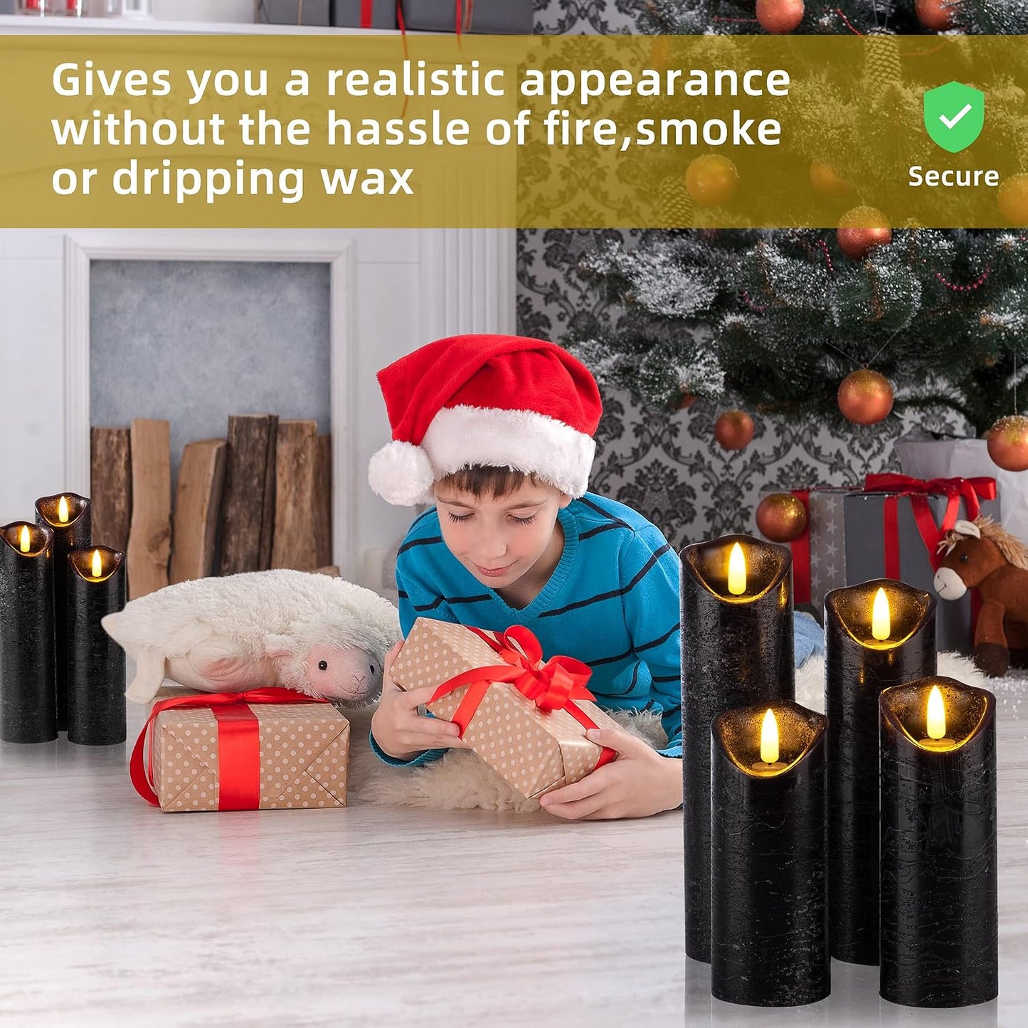Hausware Set of 9 Flameless Candles Battery Operated LED Real Wax Flickering Electric Candles with Remote Control Timer