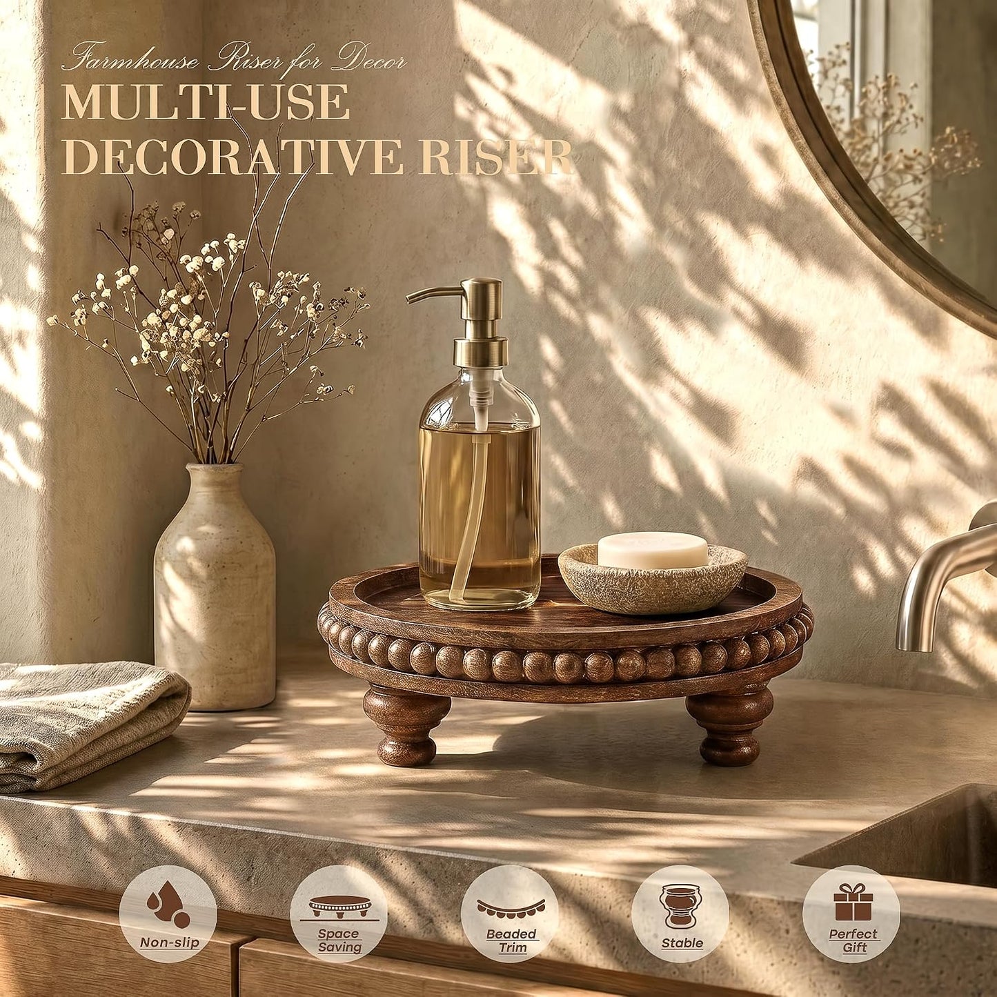 Bathroom Tray- Farmhouse / Vintage Brown