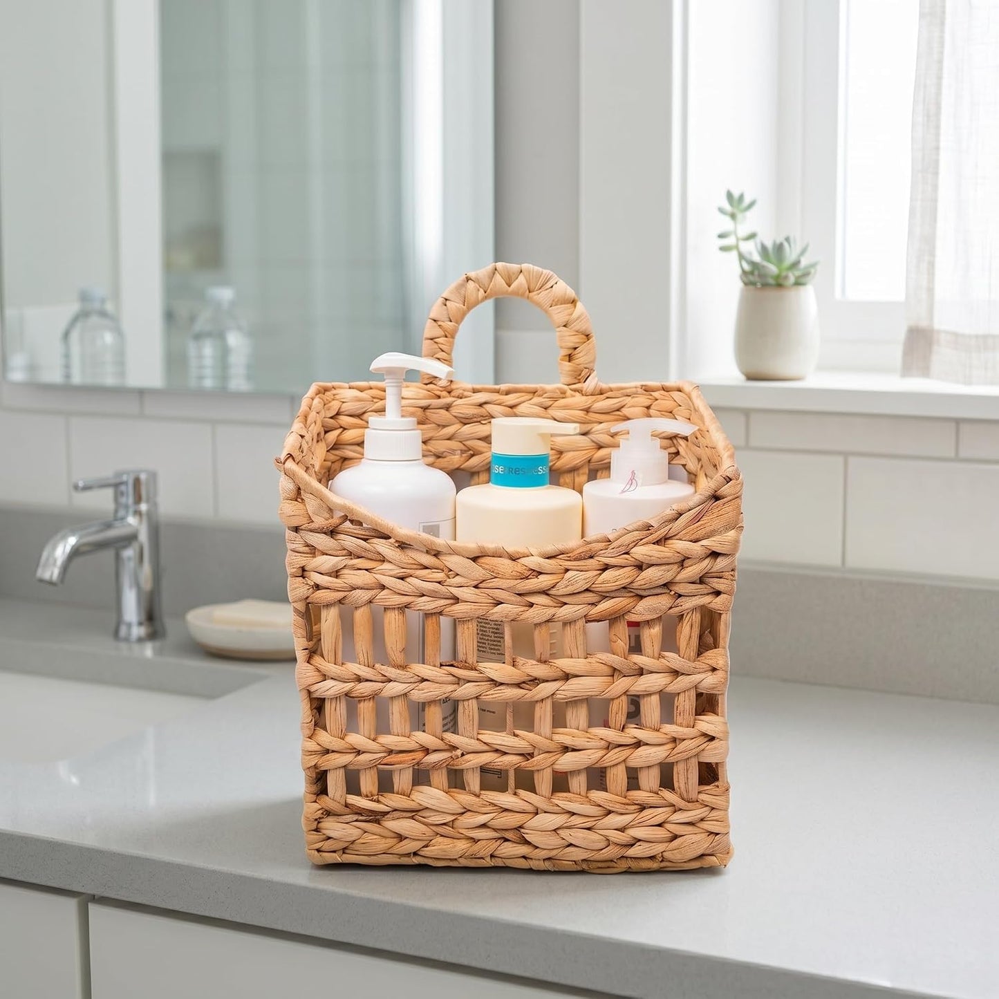 NAYA Water Hyacinth Hanging Wicker Basket