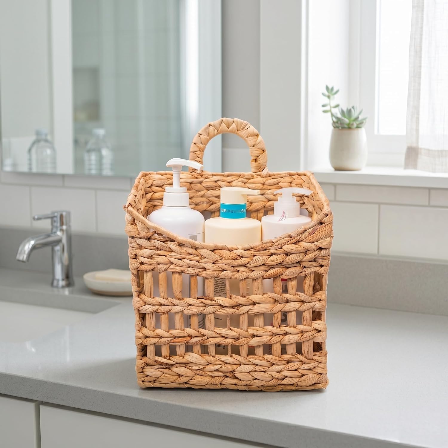 NAYA Water Hyacinth Hanging Wicker Basket