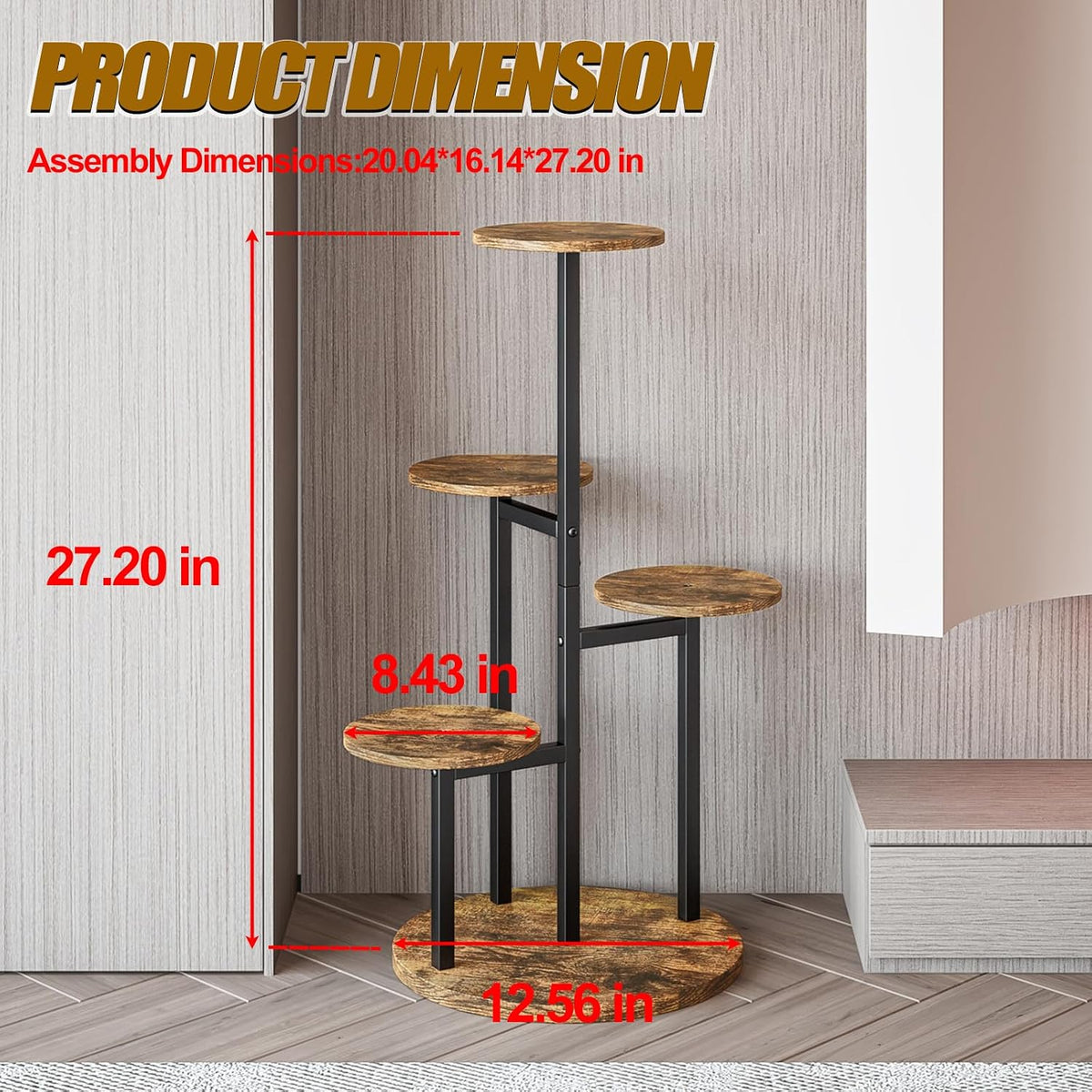 INGIORDAR 5 Tier Plant Stand Indoor Corner Tiered Holder Shelf Display Rack | Multiple Plants with MDF Top Board Metal