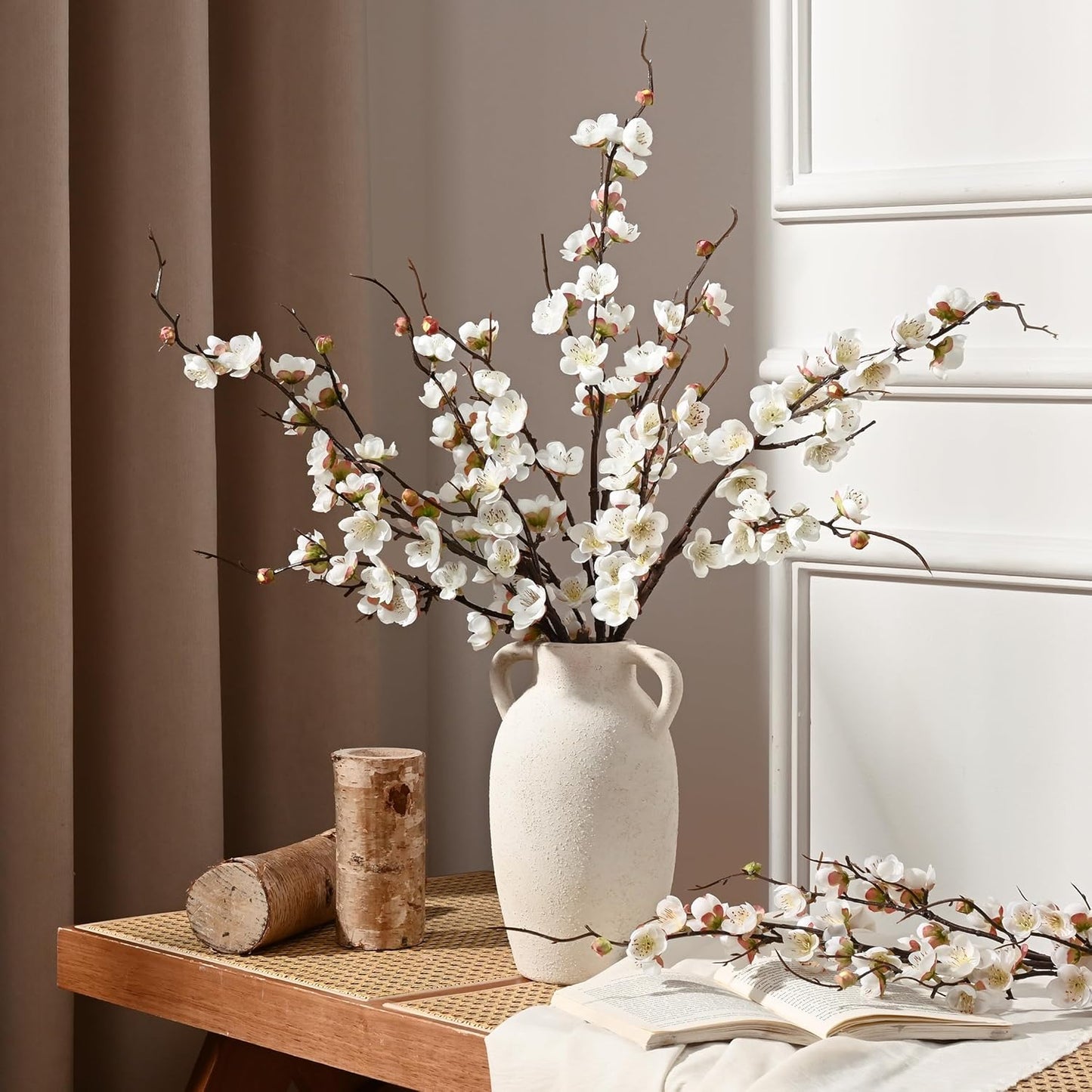 Artificial Flowers / Faux Cherry Blossom Branches / Set of 4