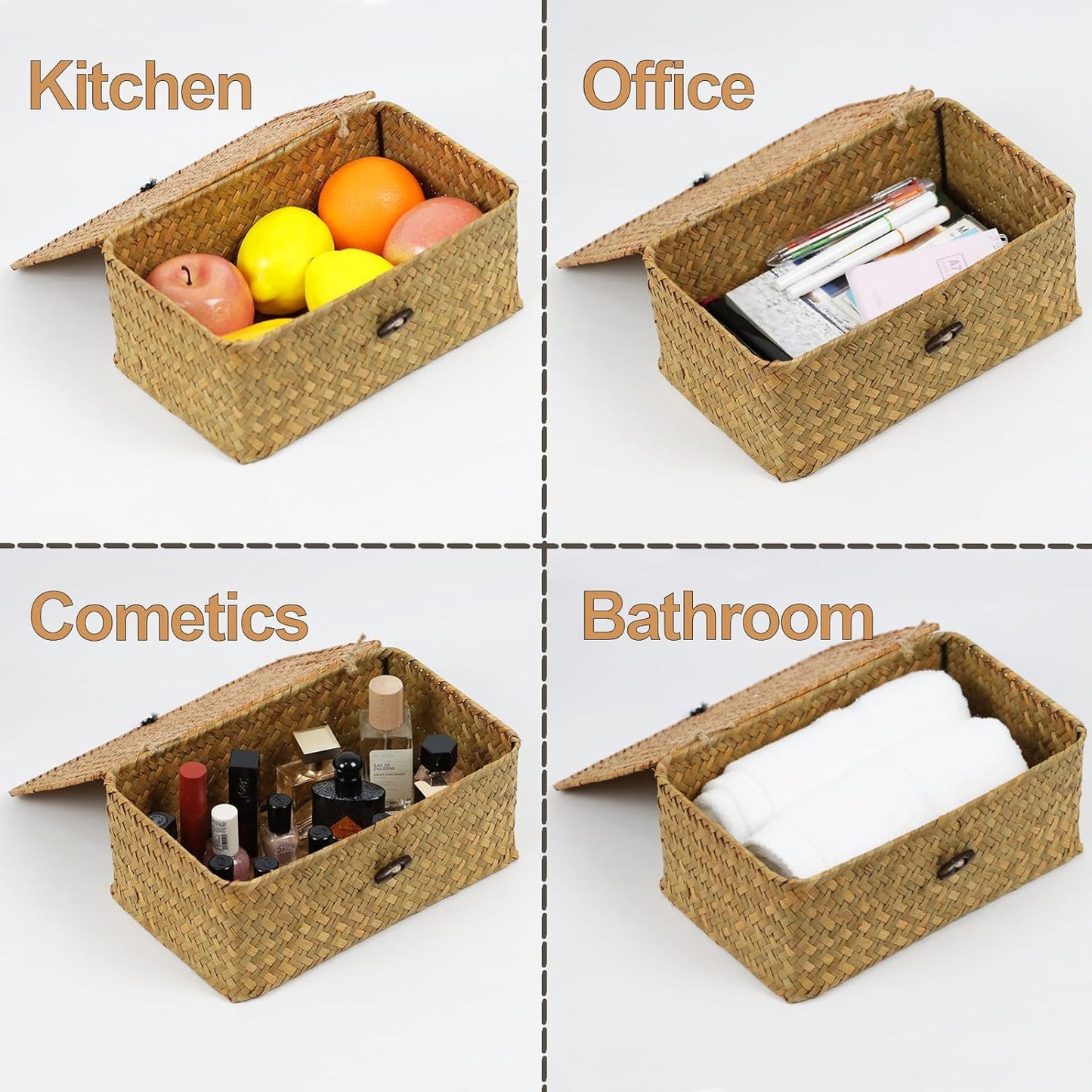 Wicker Basket / Woven Basket for Storage / Natural / 10.23 x 6.3 x 4.13