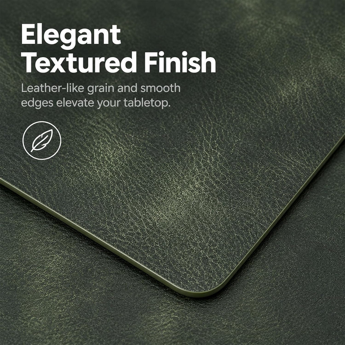 Bacgnyer Placemats Set of 6, Faux Leather Wipeable Washable, Olive Green 6 | Heat Stain Scratch Resistant Non-Slip