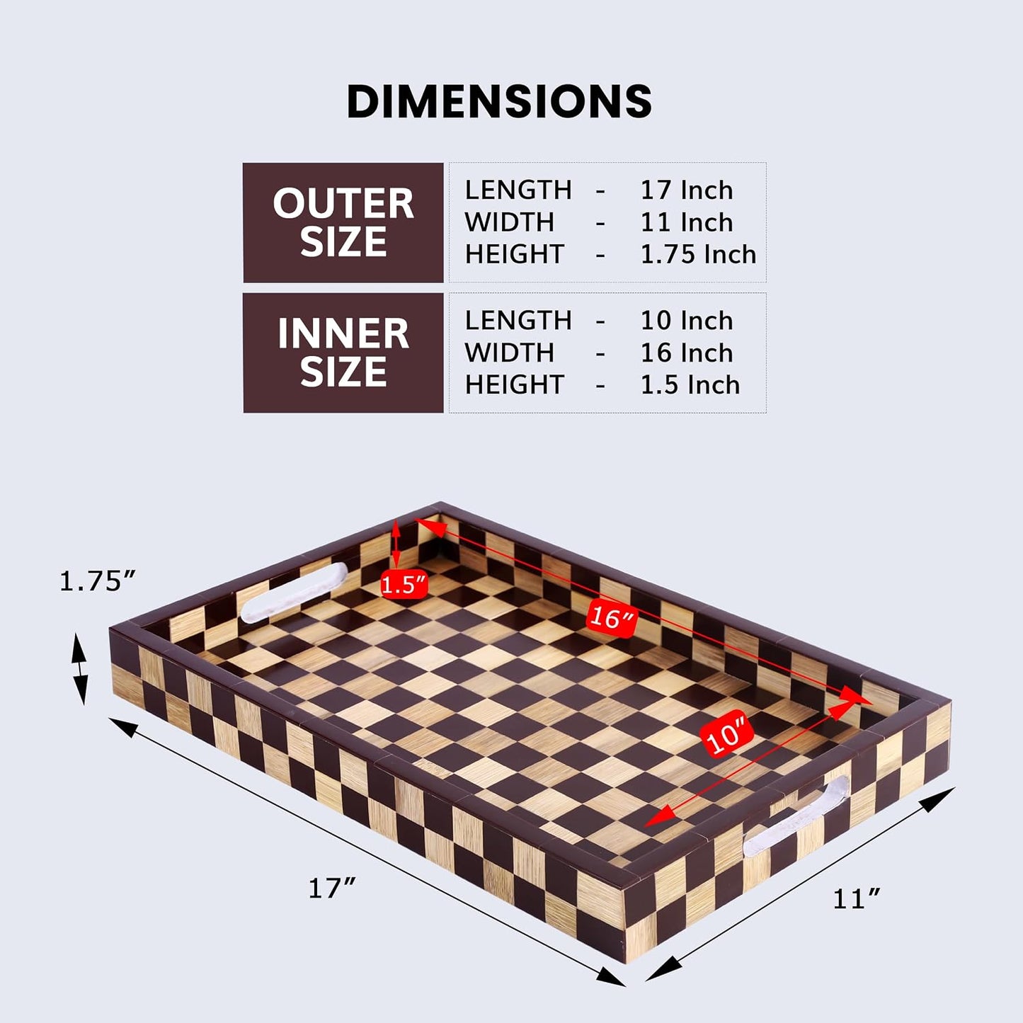 Checkered Decorative Tray / 11 x 17 / Bishop