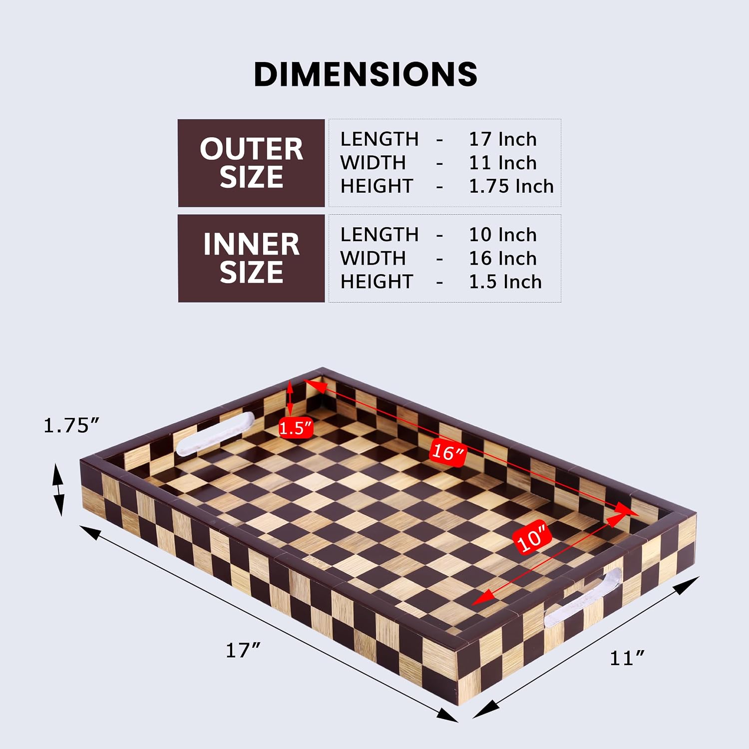 Checkered Decorative Tray / 11 x 17 / Bishop