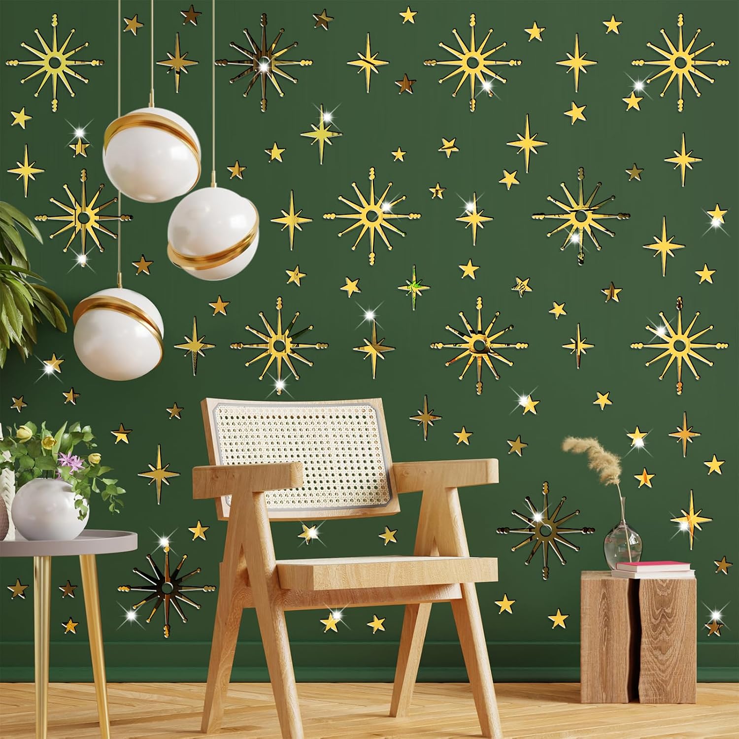 Star Wall Decals Gold Stars Stickers Ceiling Decor Removable Acrylic Mirror Decal Peel / Retro Gold