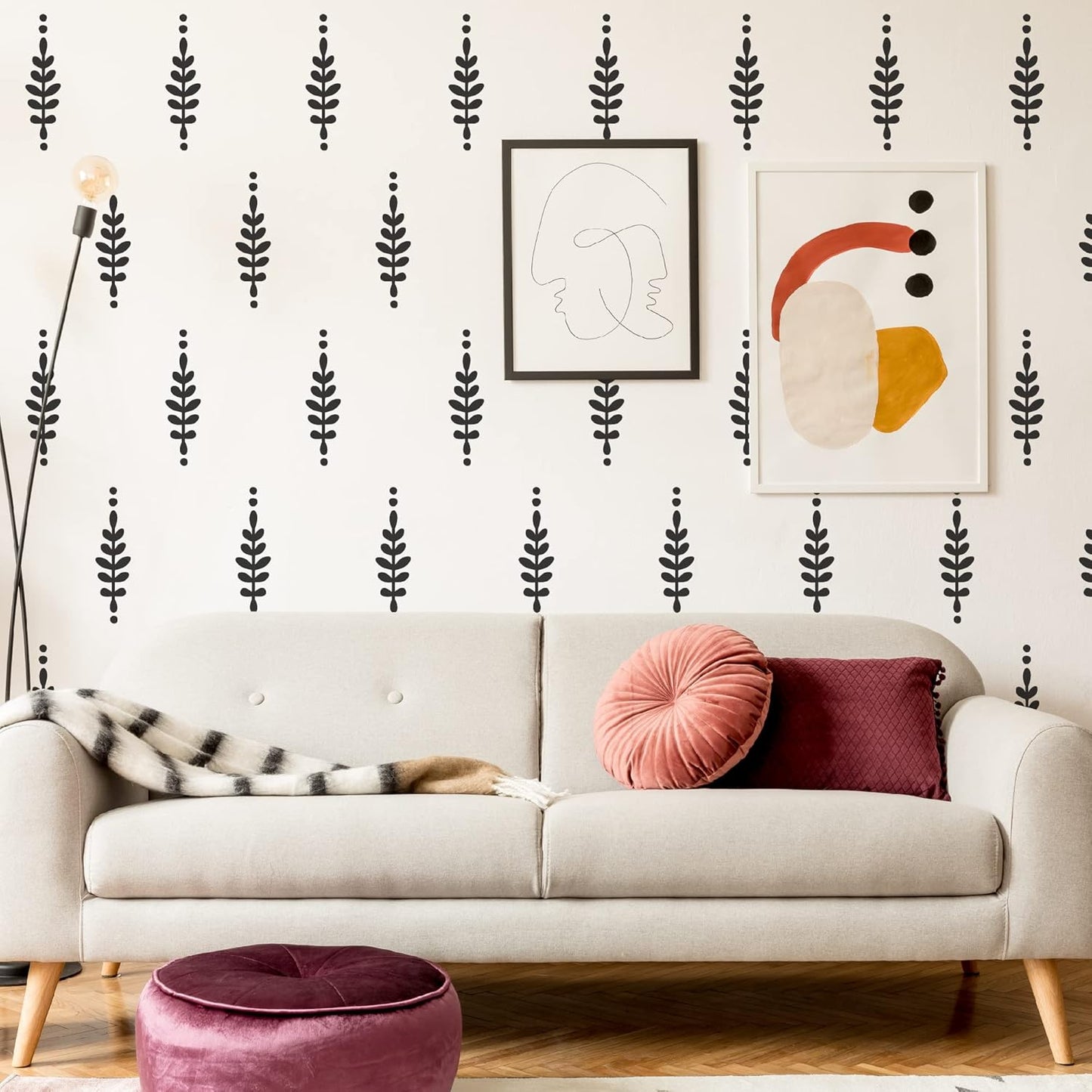 Peel and Stick Modern Boho Flower Stickers / Black