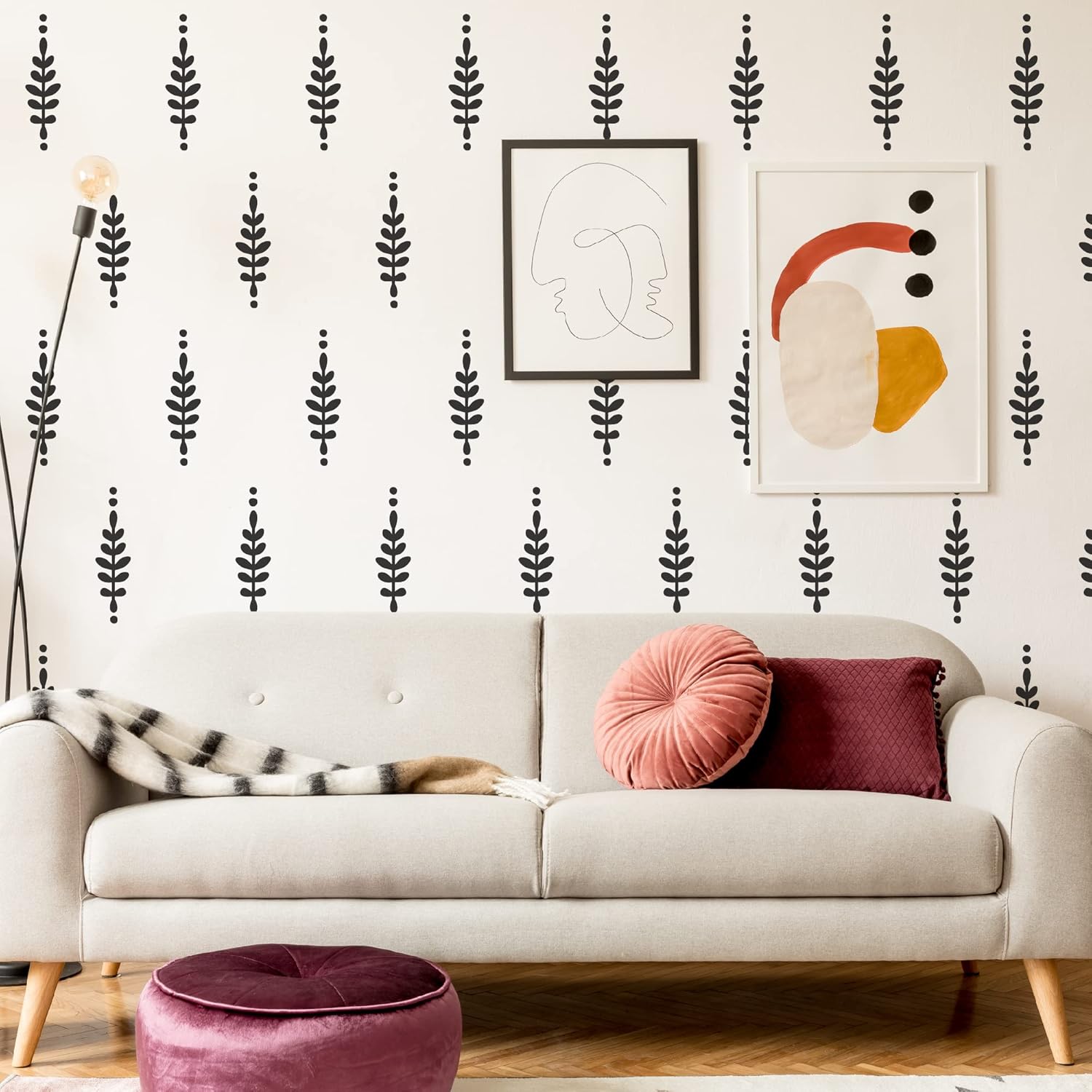Peel and Stick Modern Boho Flower Stickers / Black