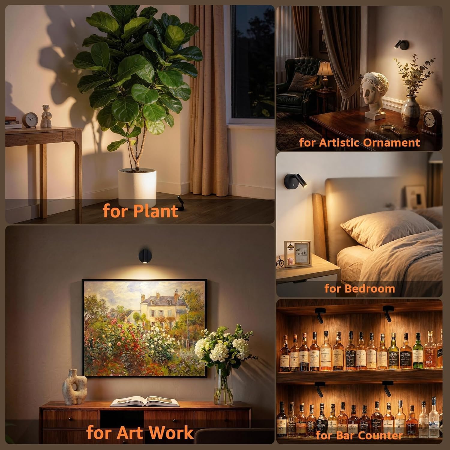 URTOM LED Wireless Spotlights Indoor with Remote Rechargeable Uplights with Timer Dimmable CRI 90+ Picture Light