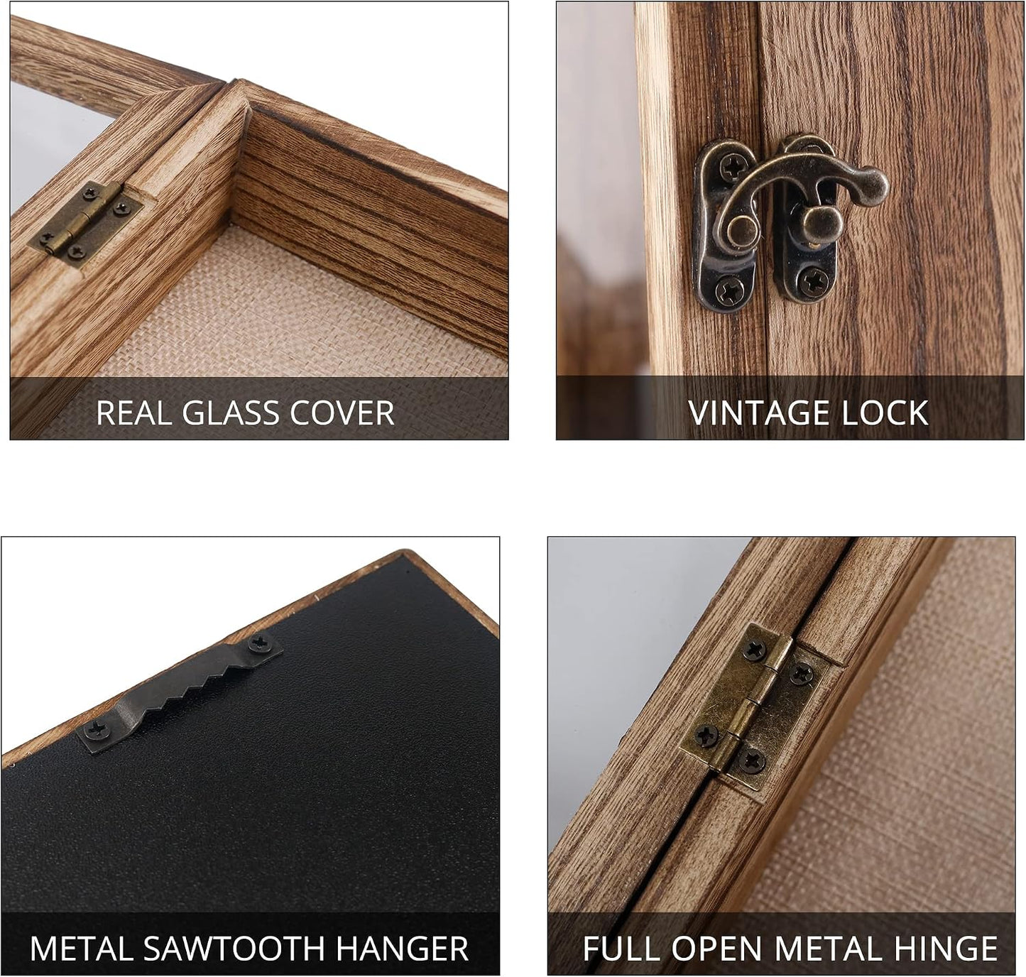 GraduationMall 5x12.5 Shadow Box Frame Solid Wood Glass Door Display Case with Linen Back and 6 Stick Pins,1.5 inches