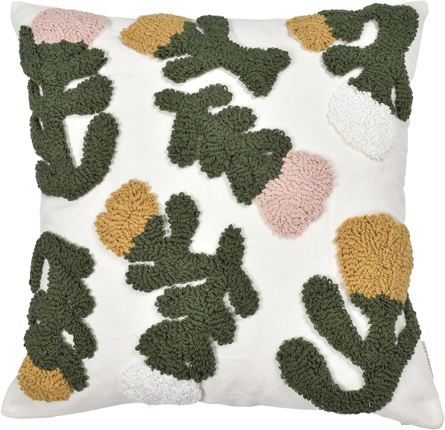 Boho Pillow Covers Boho Tufted Throw Pillow Covers Decorative Tassels / Boho Floral Pink / 18 x 18