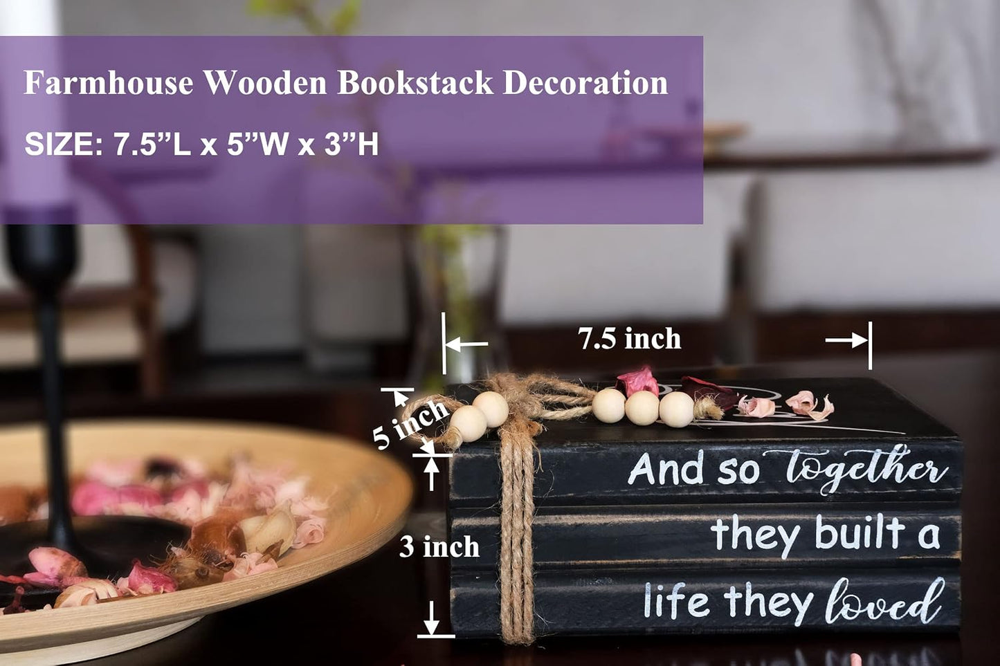 Farmhouse Stacked Books / Love / Black
