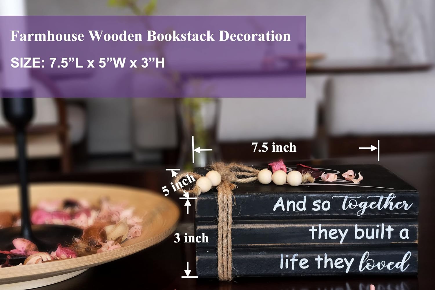 Farmhouse Stacked Books / Love / Black