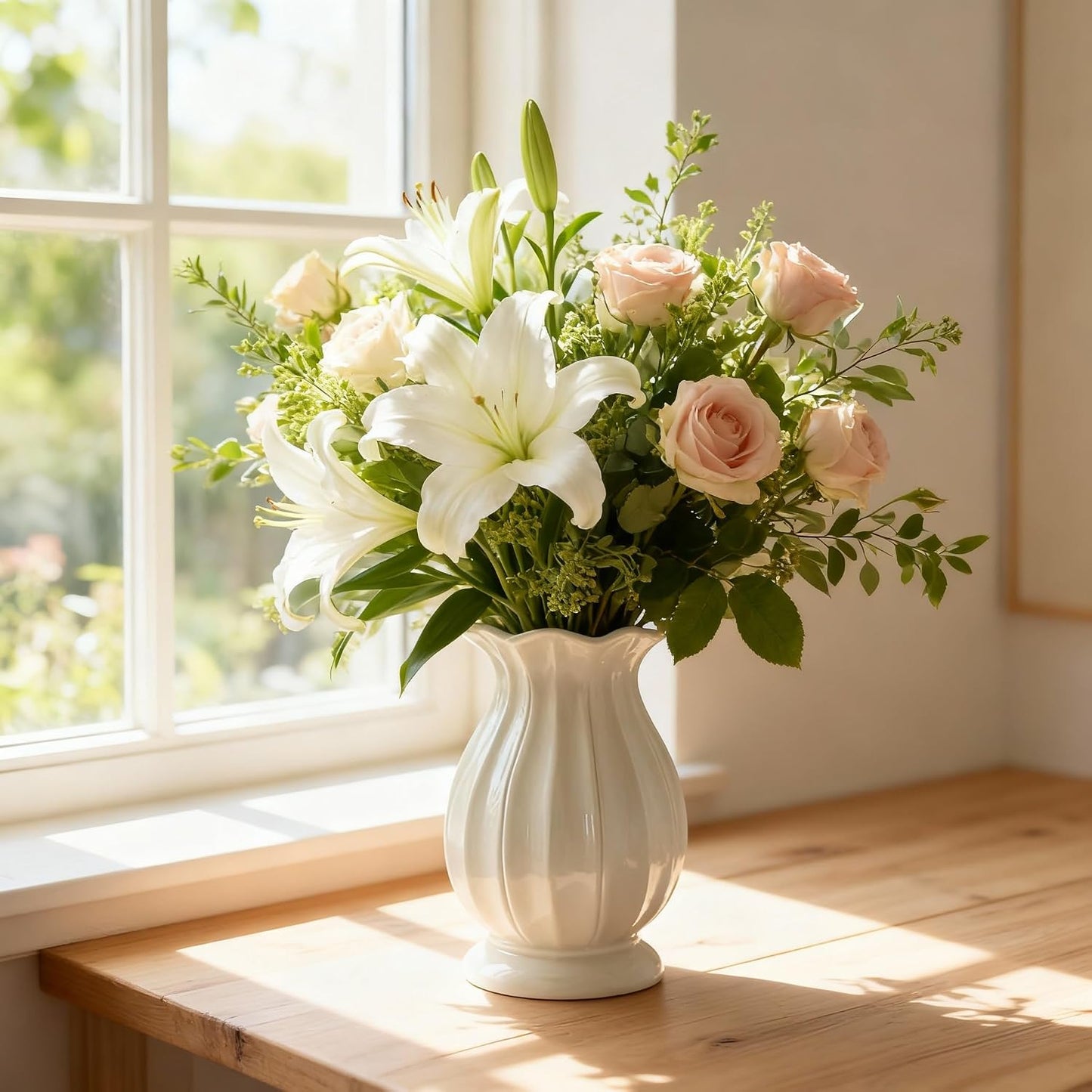 White Ceramic Vase / White-1
