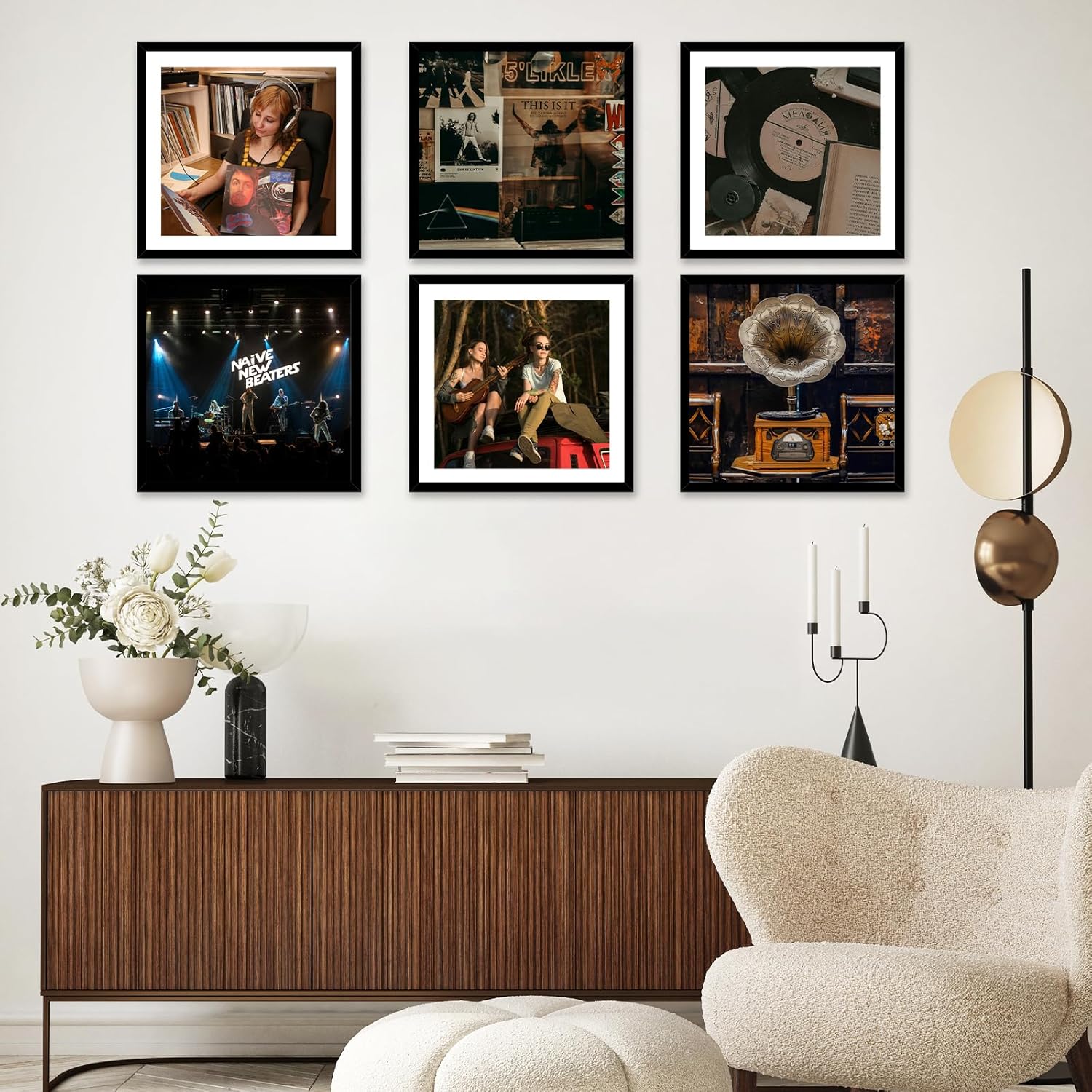 JCJMY 4 Pack 12.5x12.5 Record Frame with 10x10 Mat for Vinyl Record Album Cover Poster, Display Picture 10x10 with Mat