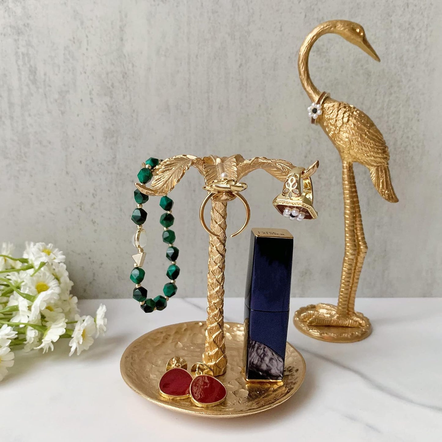 Metal Ring Dish Holder for Jewelry / Coconut Tree-gold