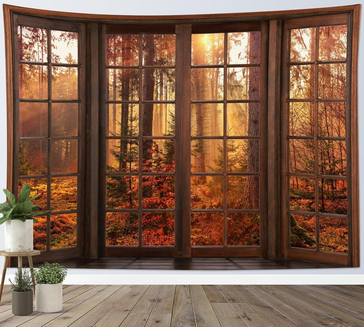 HVEST Orange Fall Tapestry for Bedroom,Forest Wall Decor,40L x 60W Inches