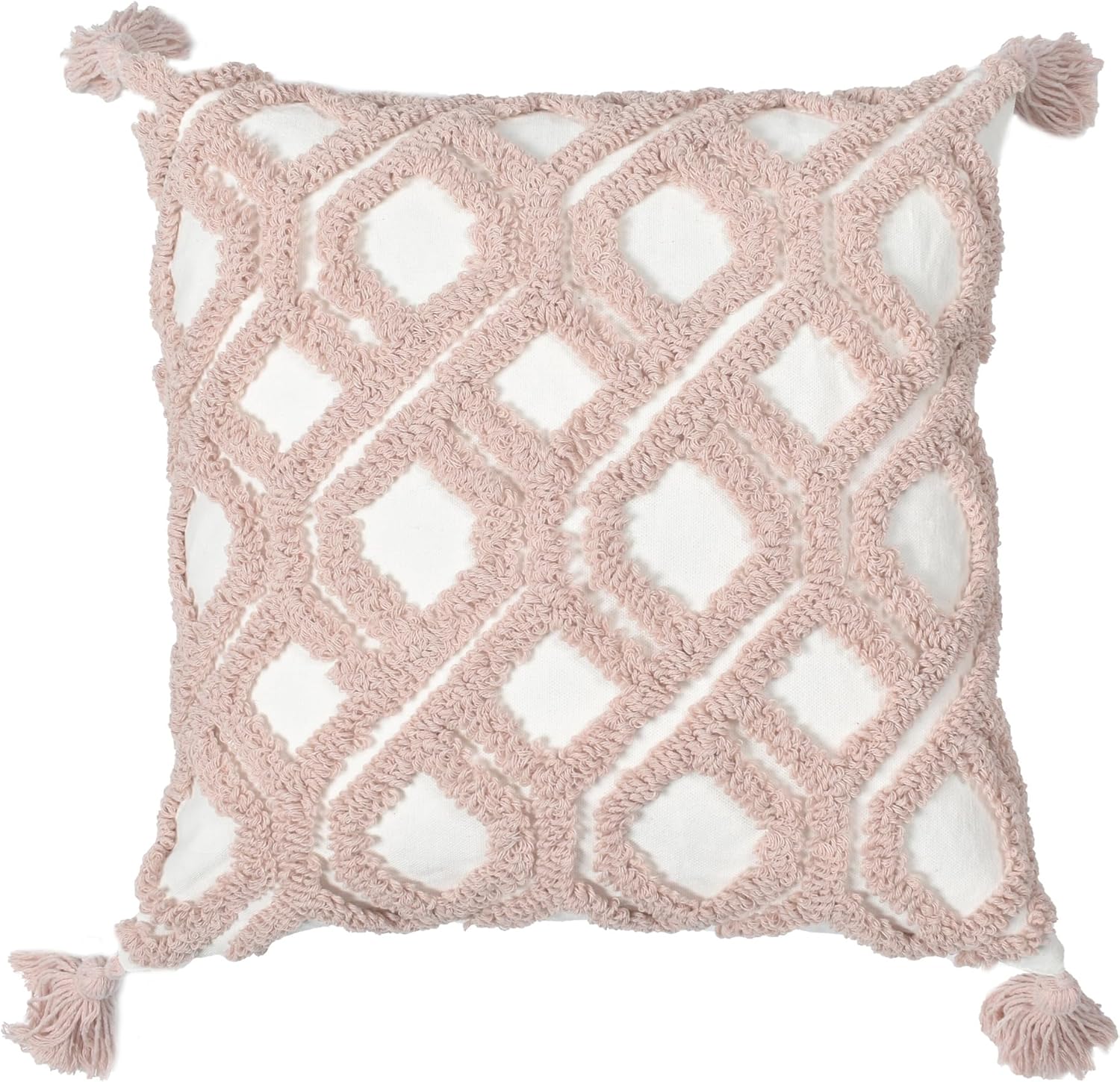 Boho Pillow Covers Boho Tufted Throw Pillow Covers Decorative Tassels Cushion / Boho Blush / 18 x 18