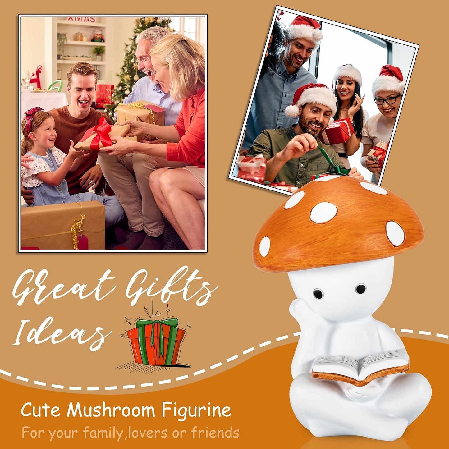 Mushroom Figurines / Mushroom Thinker Statue / White