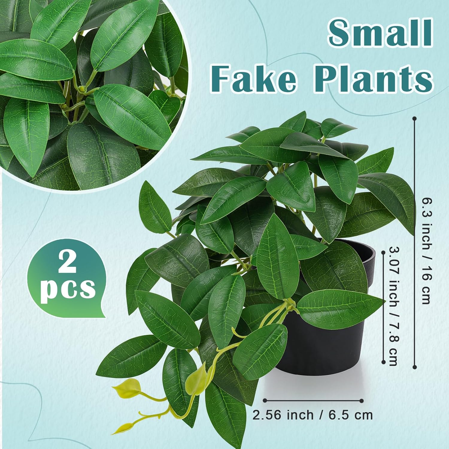 Small Fake Plants Mini Artificial Potted Plants Indoor Fake Greenery Potted Plastic Faux / Set of 2