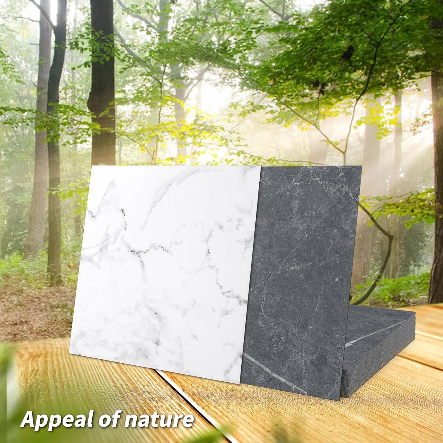 Peel and Stick Vinyl Floor Tiles / 12 x 12 / Black/white Marble / Set of 30