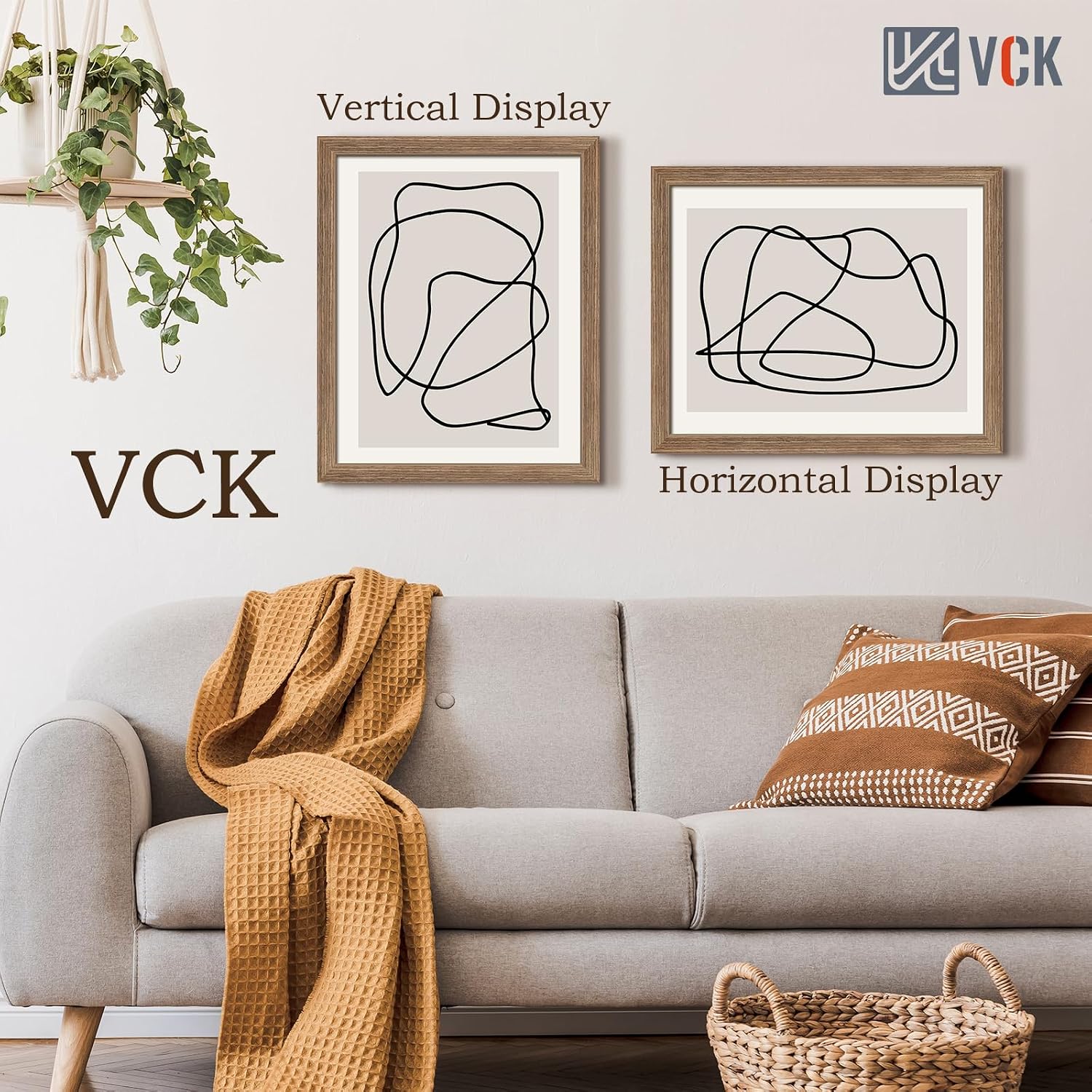 VCK 16x20 Frames 3 Pack, Walnut Poster Frame MDF Wood with Polished Plexiglass, Wall Mounting Horizontal & Vertical