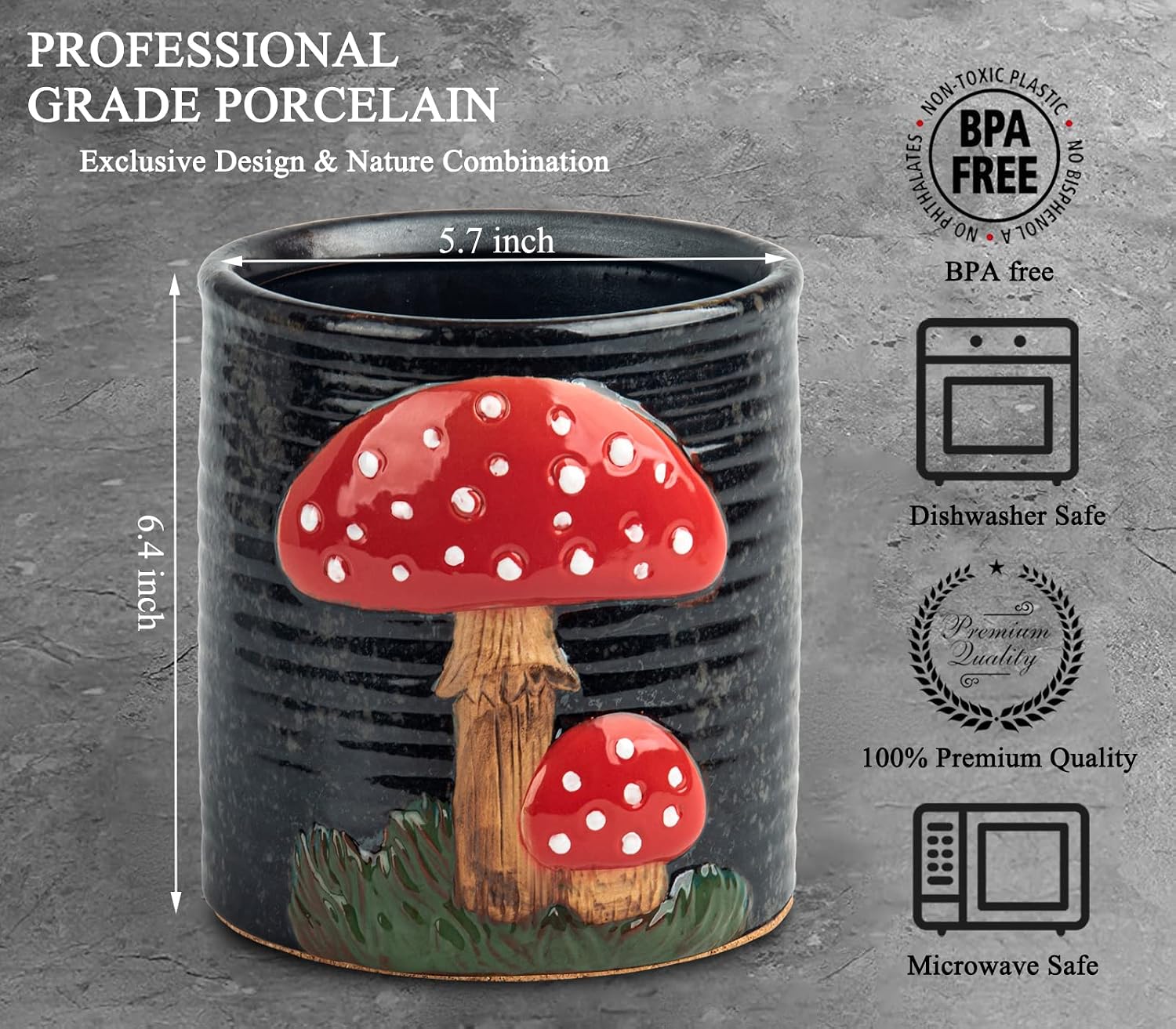 Mushroom Kitchen Utensil Holder For Countertop Ceramic Utensil Holder