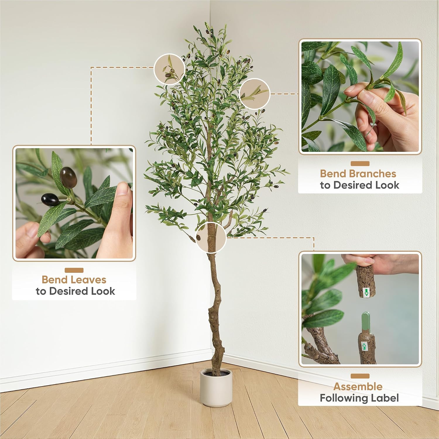 Planter / Fake Tall Plants / 7ft / Natural