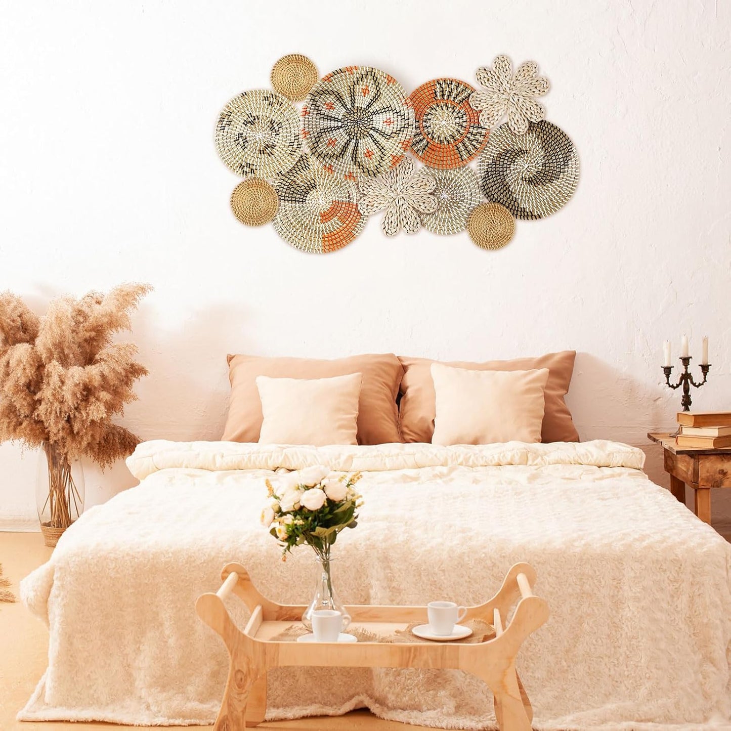 Boho Hanging Wall Basket Decor Handmade Woven Basket Wall Decorative Boho Wicker / Cute / Set of 11