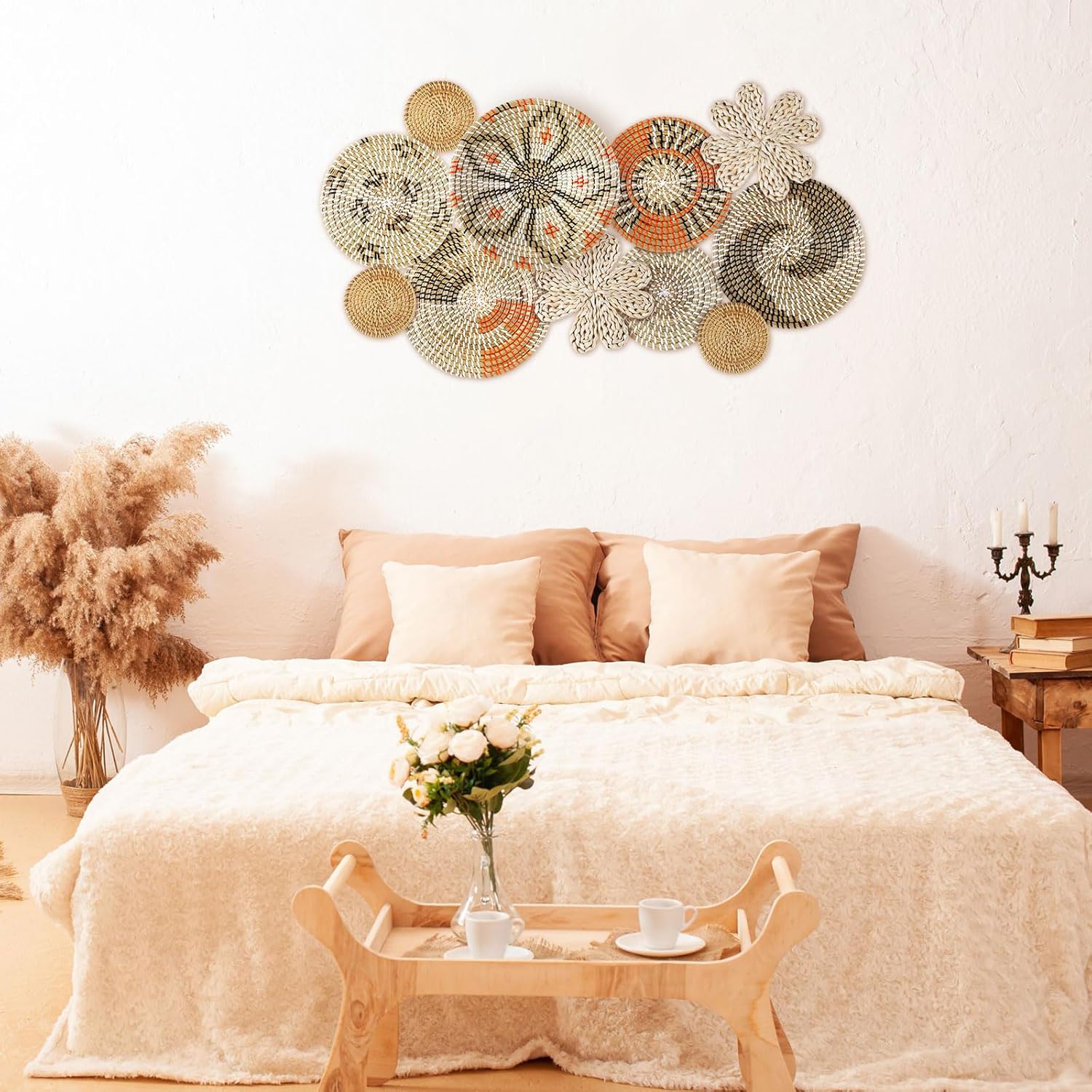 Boho Hanging Wall Basket Decor Handmade Woven Basket Wall Decorative Boho Wicker / Cute / Set of 11